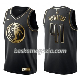 Canotte Uomo Dallas Mavericks Dirk Nowitzki 41 Nike Nero Golden Edition Swingman